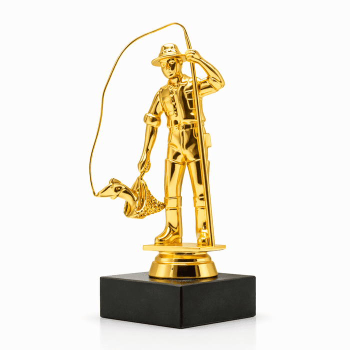 Статуетка Рибалка Чемпіон - нагорода для рибальських турнірів h16см, пластик, мармурова основа SR160