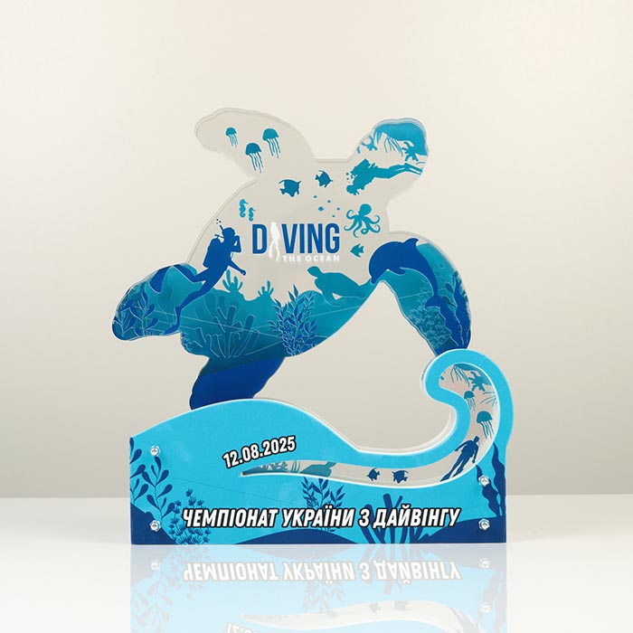 Ексклюзивна багатошарова 3D-нагорода з акрилу та фанери "Дайвінг" 11х21см Артприз D6921-5