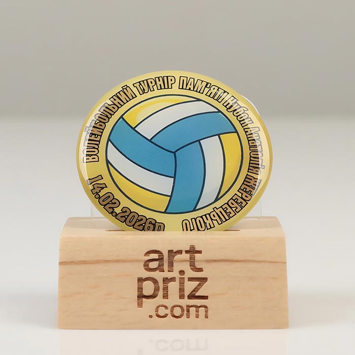 Значок корпоративний із полімерною наліпкою (значок-лінза) Д45мм Артприз 0804-6