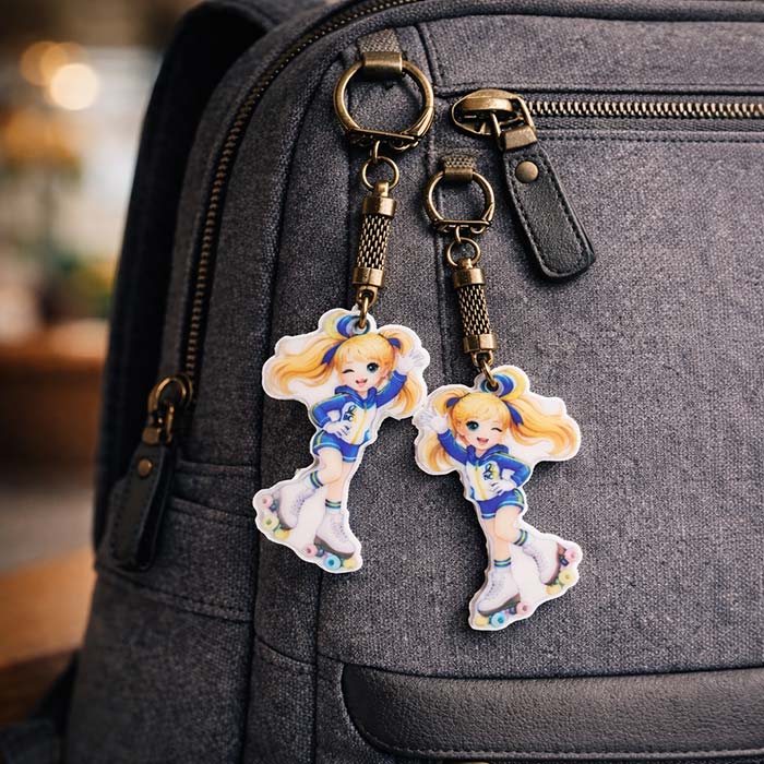 Акриловий брелок Дівчина на роликах - Стильний аксесуар та якісний мерч ВСА 40х60мм Артприз