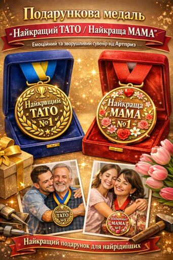 Подарункова важка медаль "Найкращий тато / найкраща мама": емоційний та зворушливий сувенір від Артприз