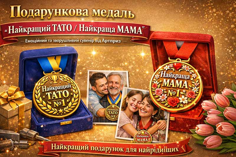 Подарункова важка медаль "Найкращий тато / найкраща мама": емоційний та зворушливий сувенір від Артприз