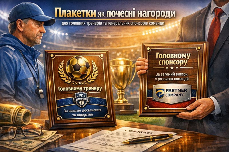 Плакетки як почесні нагороди для головних тренерів та генеральних спонсорів команди